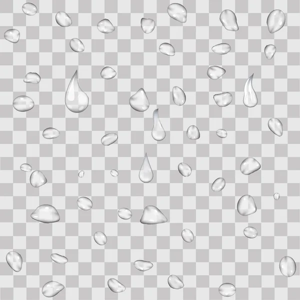 Realistische vector waterdruppels transparante achtergrond. De daling van de schone condensatie illustratie — Stockvector