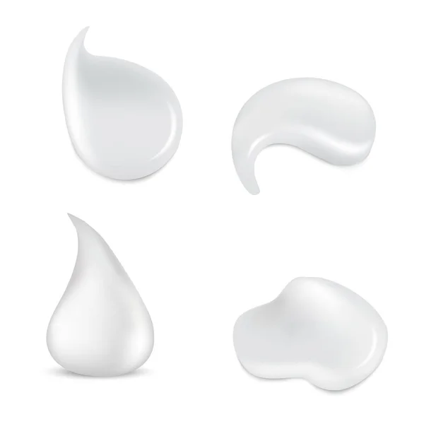 Set de vectores de crema cosmética de piel blanca realista. Crema blanca para el cuidado de la piel, crema fresca producto illustratio — Vector de stock