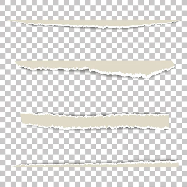 Set di vari fogli per appunti strappati su sfondo trasparente. Illustrazione vettoriale — Vettoriale Stock