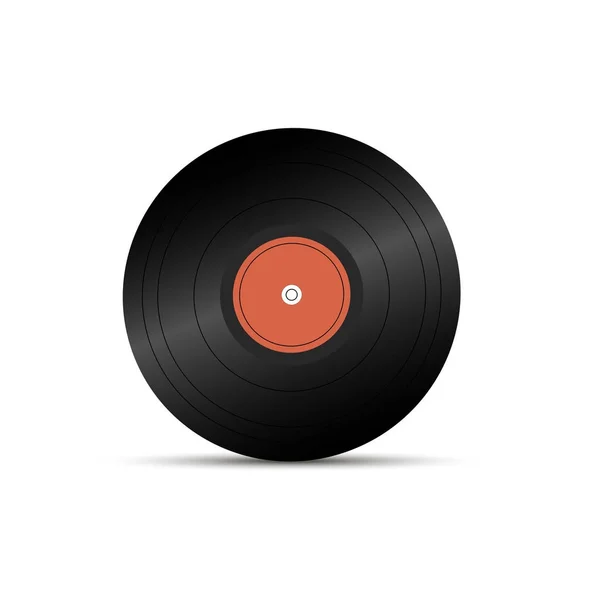 Icône d'enregistrement LP réaliste, objet de musique gramophone, disque vinyle, illustration vectorielle — Image vectorielle