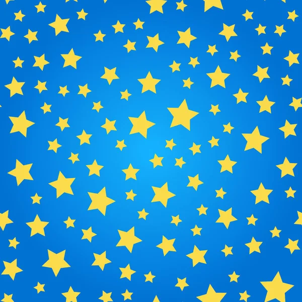Modèle sans couture avec des étoiles jaunes sur fond bleu. vecteur — Image vectorielle