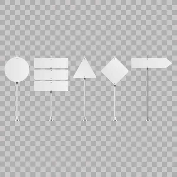 Conjunto de señales de tráfico en blanco aisladas sobre fondo transparente. Ilustración vectorial — Archivo Imágenes Vectoriales