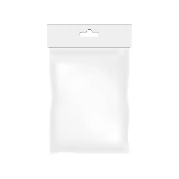 Leere transparente Plastiktüte. leere Vakuum-Reißverschlusstasche. Vektorillustration — Stockvektor