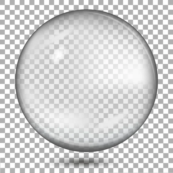 Esfera gris transparente con sombra sobre fondo transparente. Vector — Vector de stock