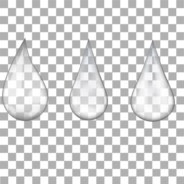 Σύνολο διαφανή νερό σταγόνες σε διαφανές φόντο. Διάνυσμα — Διανυσματικό Αρχείο