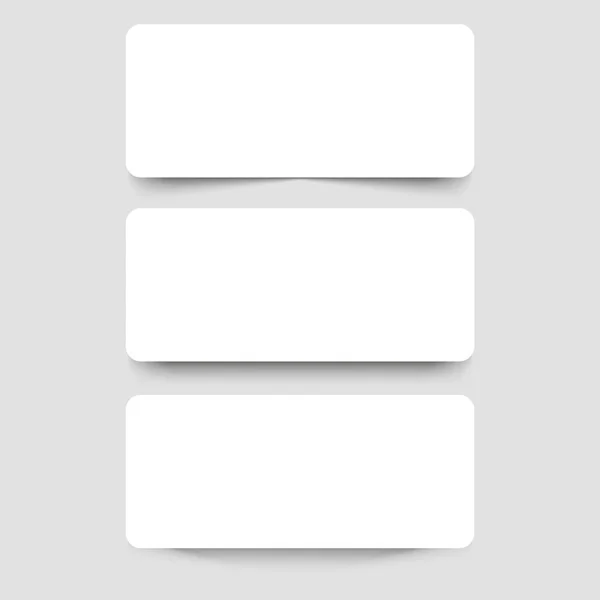 Bannières de cadre blanc avec des ombres sur le fond gris. Illustration vectorielle. Modèle de cartes en papier blanc. Modèle vectoriel réaliste — Image vectorielle