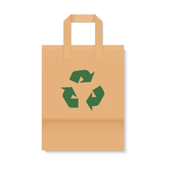 Blank realistic paper bag for recycle mockup. Vector illustration — Stock Vector