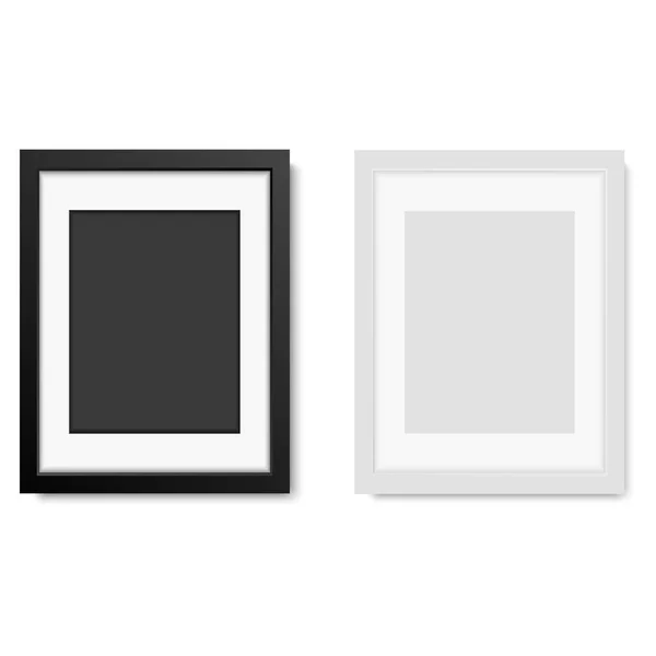 Realistic white  and black frame  isolated on white background. vector illustration — Stock Vector