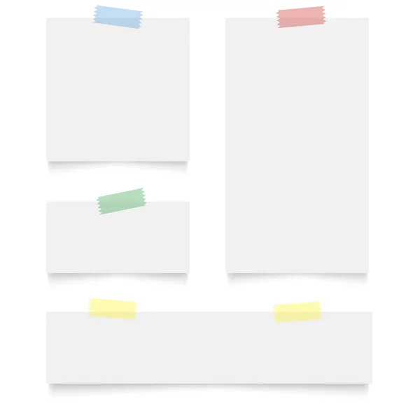 Különböző fehér papírok, készen áll az üzenet gyűjteménye. vektoros illusztráció — Stock Vector