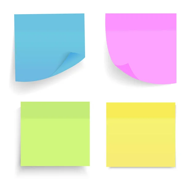 Σετ γραφείου φύλλα χαρτιού ή κολλώδη αυτοκόλλητα με τη σκιά που απομονώνονται σε ένα διαφανές φόντο. Άδειο κίτρινο Σημείωση πρότυπο για το σχεδιασμό σας. Εικονογράφηση διάνυσμα — Διανυσματικό Αρχείο