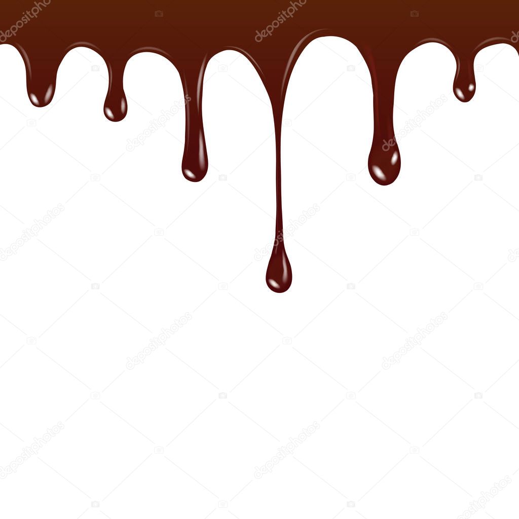 Vector Chocolate syrup drip pattern isolated on a white background. Chocolate streams 