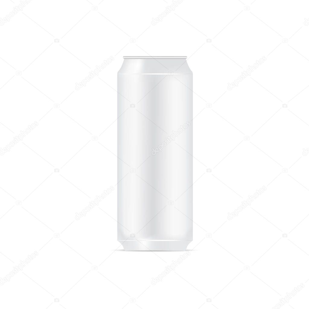 Mock up blank aluminum can on white background. Vector
