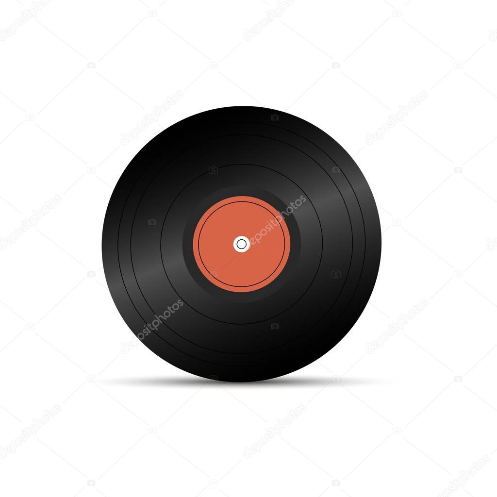 Realistic LP record icon, gramophone music object, vinyl disk record, Vector illustratio