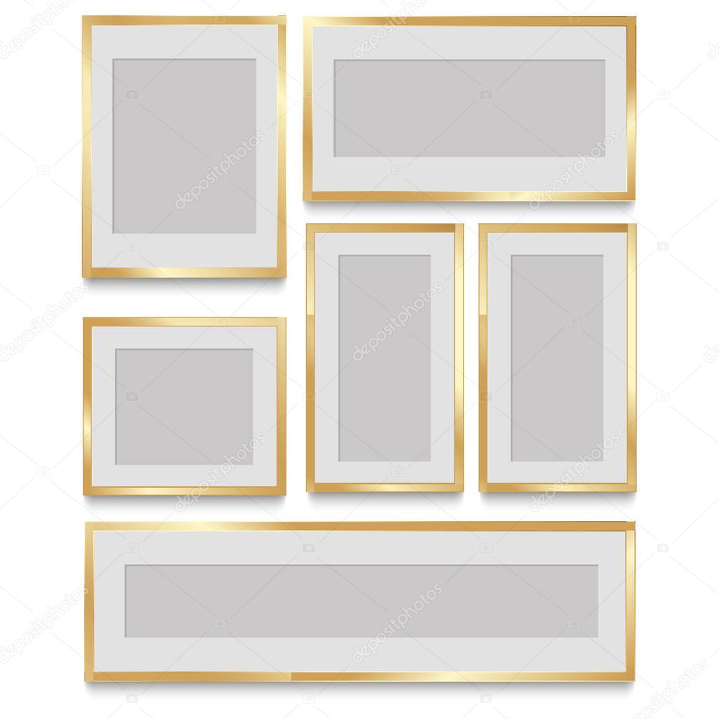 Golden classic photo frame. vintage design for your photo. vecto