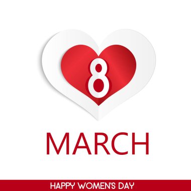 8 Mart kalp tebrik kartı. Kadınlar Günü için kartı. Vektör
