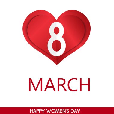8 Mart kalp tebrik kartı. Kadınlar Günü için kartı. Vektör