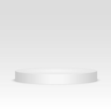 Boş şablon / beyaz podyum, sahne. boş şablon düzeni beyaz boş müzik, tiyatro, konser veya eğlence stagevector şekil 3D çizimi