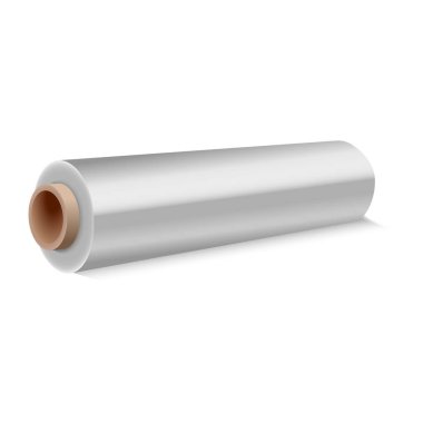 Roll of wrapping plastic stretch film on white background. Vector illustration clipart