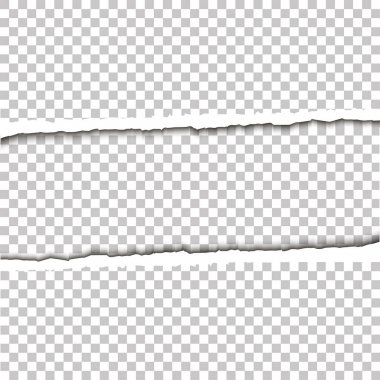 Vektör çizim şeffaf arka plan ile yırtık kağıt. Kağıt sökük vektör. 