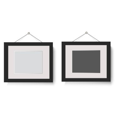 Gölge duvar üzerinde boş fotoğraf çerçevelemek. Modern iç tasarım. Vektör çizim