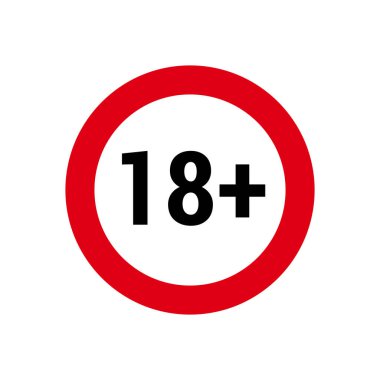 On sekiz yaşından küçük yasak işareti, sadece, Yetişkin illüstrasyon vektör