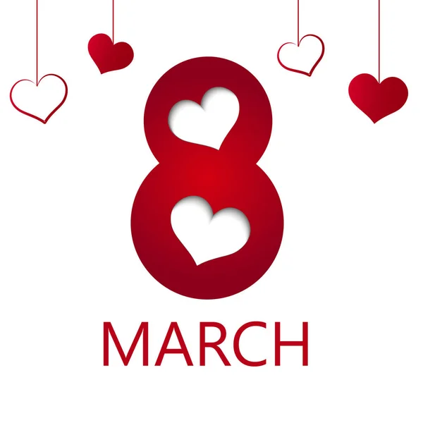 8 března svátečními se srdcem. Karta pro den žen. Vektor — Stockový vektor