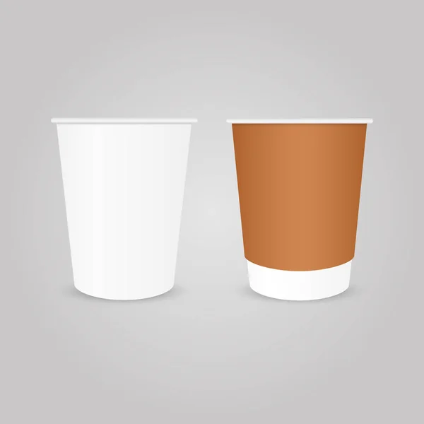 3D realistisk uppsättning papper kaffekoppar. Papper Coffee Cup Mockup. Vector mall — Stock vektor
