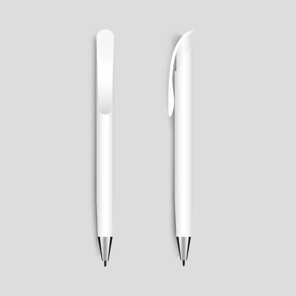 Realistic white ball pen vector illustration — Stock Vector