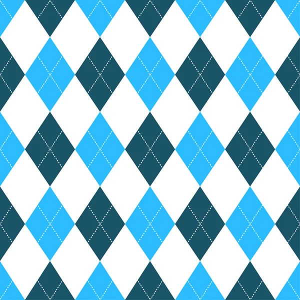 Padrão argyle sem costura em tons de azul com ponto branco. Ilustração vetorial — Vetor de Stock