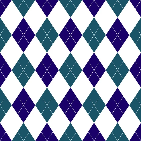 Naadloze argyle patroon in de kleuren donker blauw met witte steek. Vectorillustratie — Stockvector