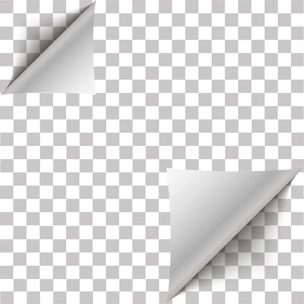 白いページ ダブル コーナーは、あなたのデザインのカール。透明な背景に分離した影とゴールドのグラデーション ペーパー カール。メモとテキストのため休講の場所のためのベクトル ステッカー ペーパー ノート — ストックベクタ