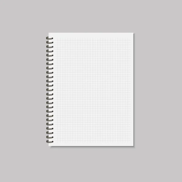 Realistic spiral squared notepad blank mockup. Vector illustration — Stock Vector