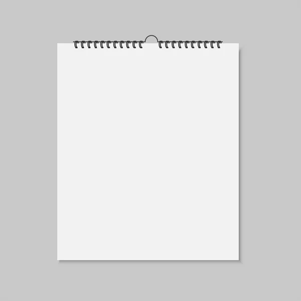 Calendário de parede em branco mockup realista. Ilustração vetorial — Vetor de Stock