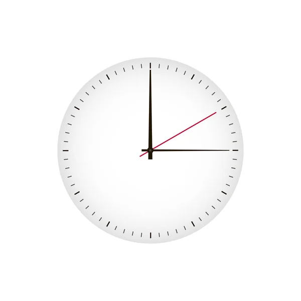 Reloj blanco sobre fondo blanco. Reloj icono vector — Vector de stock