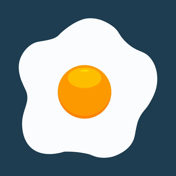 Stekt ägg ikonen med platt färg stil isolerade med gedigen bakgrund. Vektor — Stock vektor