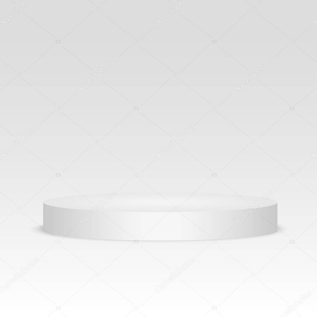 Blank template of white podium, scene. 3d illustration of blank template layout of white empty musical, theater, concert or entertainment stageVector illustration