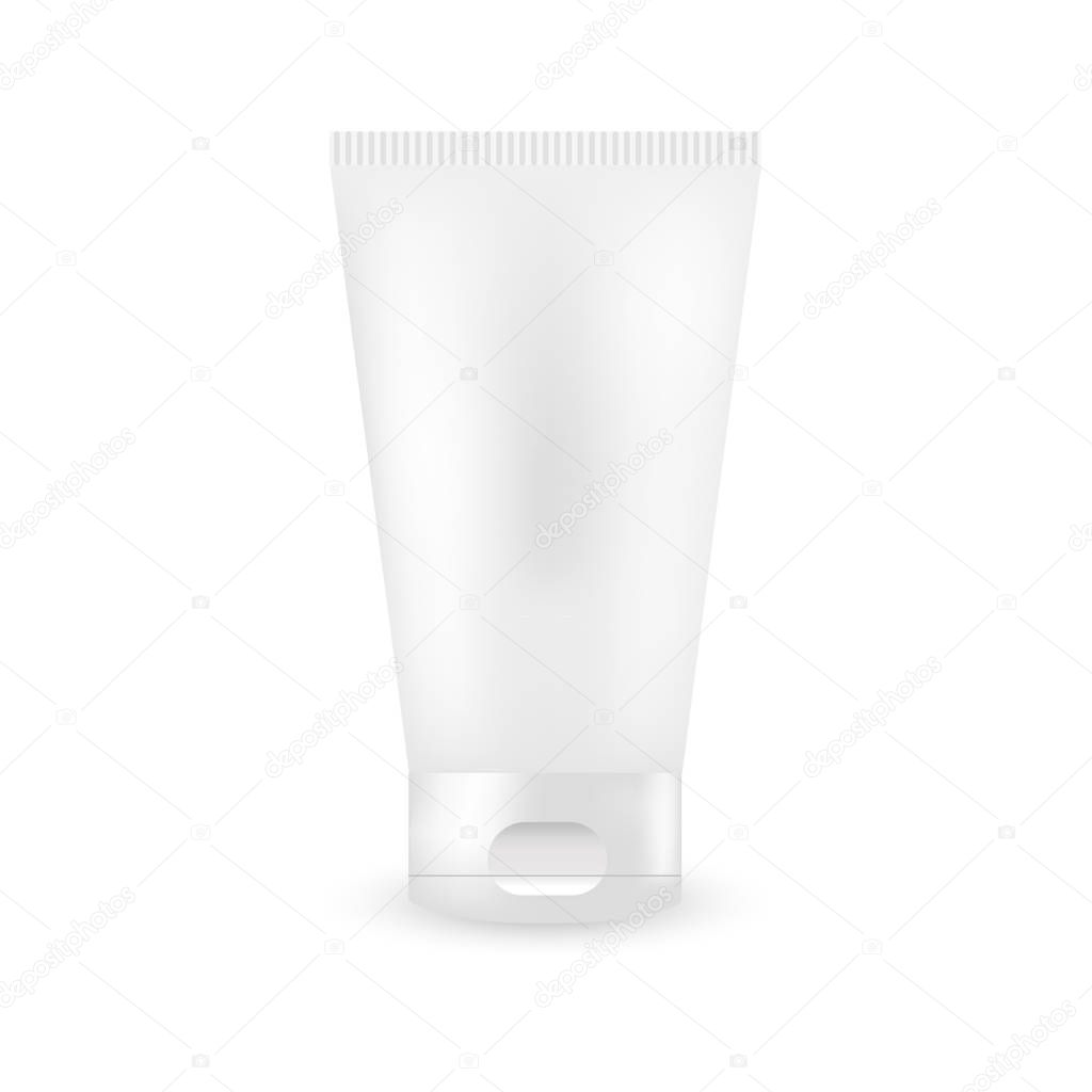 White blank tube of cream, gel. Mock up cosmetic package. Vecto
