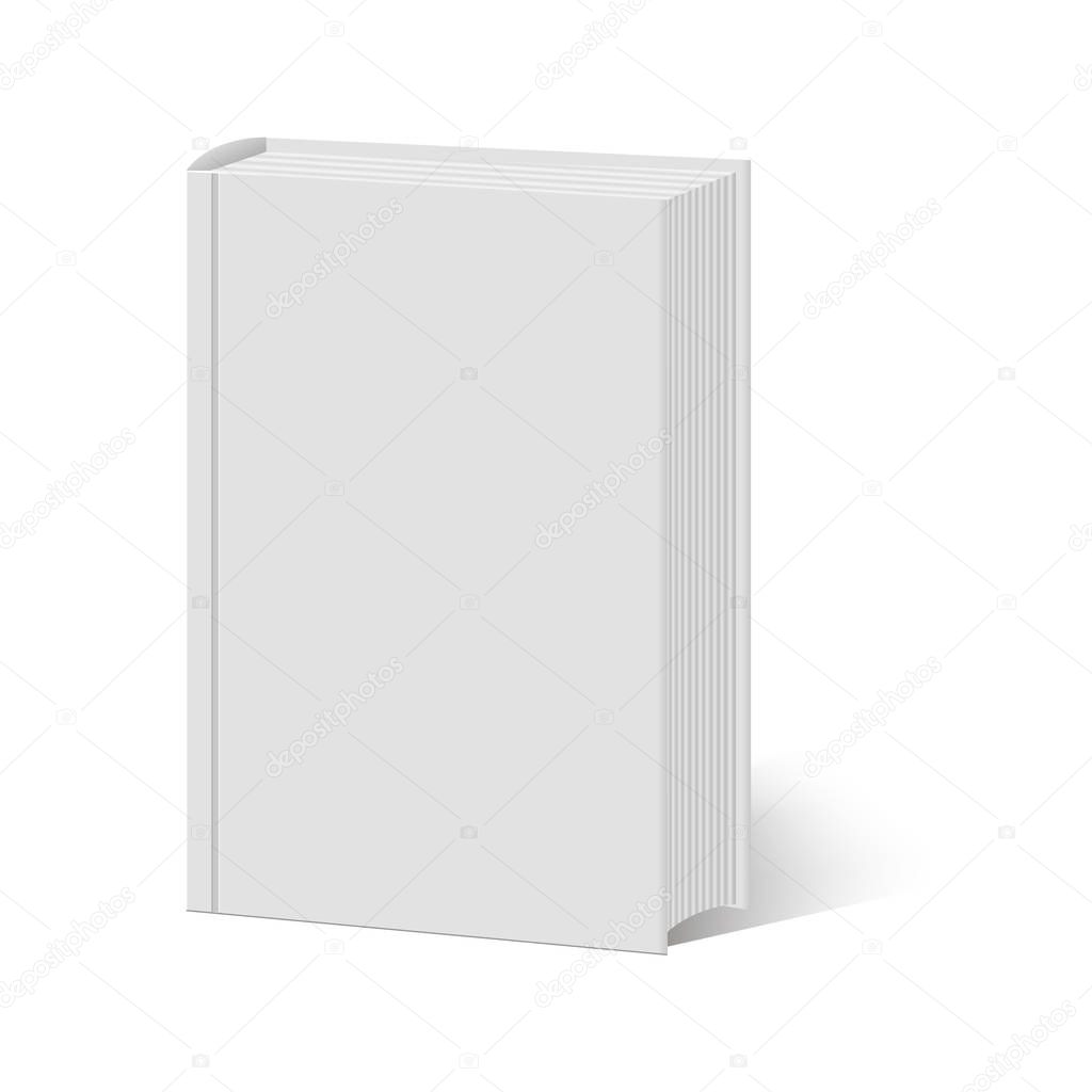 Blank vertical book with hard cover template standing. Vector illustration