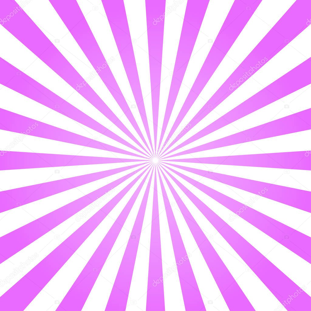 Abstract light pink sun rays background. Vector.