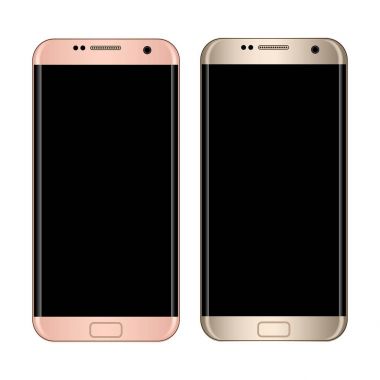 Gerçekçi smartphone kenar çizmek. Dokunmatik ekran telefon üzerinde beyaz izole. Vektör çizim