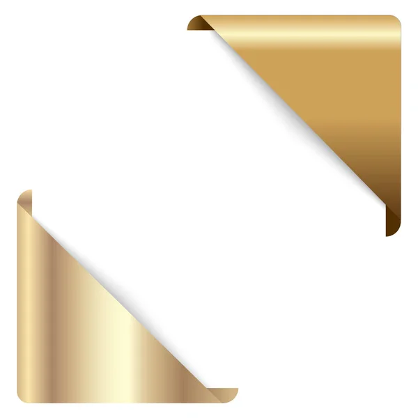 Κορδέλα χρυσά γωνία, γωνία Banner, διάνυσμα ετικέτα απομονώνονται σε φόντο — Διανυσματικό Αρχείο