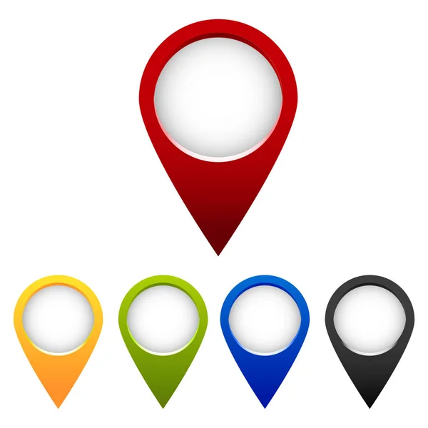 Conjunto de punteros de mapa, Mapa pin diseño plano estilo moderno icono, signo de marcador — Vector de stock