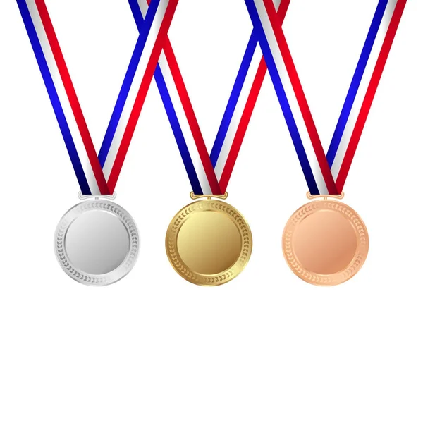 Medallas de oro, plata y bronce. Trofeo. Ilustración vectorial — Archivo Imágenes Vectoriales