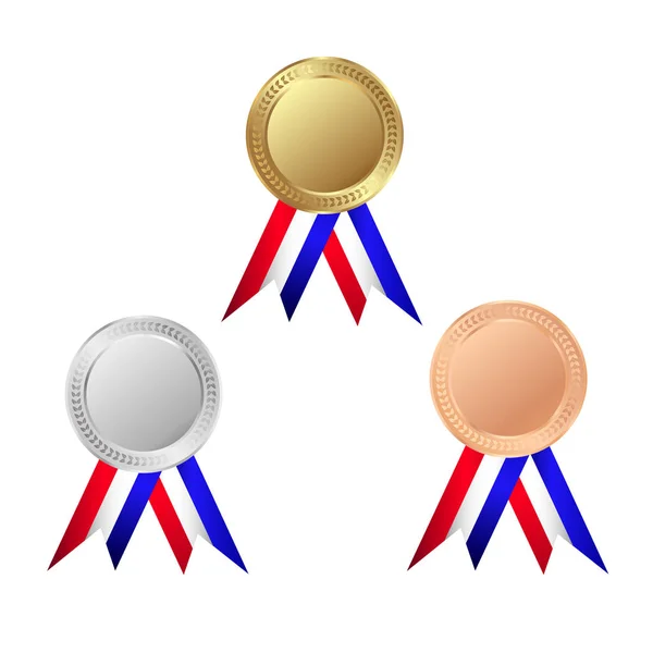 Medallas de oro, plata y bronce. Trofeo. Ilustración vectorial — Archivo Imágenes Vectoriales