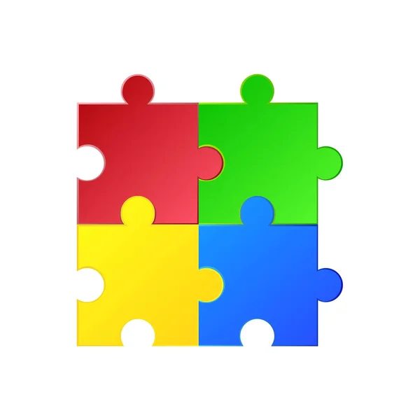 Vector illustration of puzzle. Green, red, blue, yellow — Stock Vector