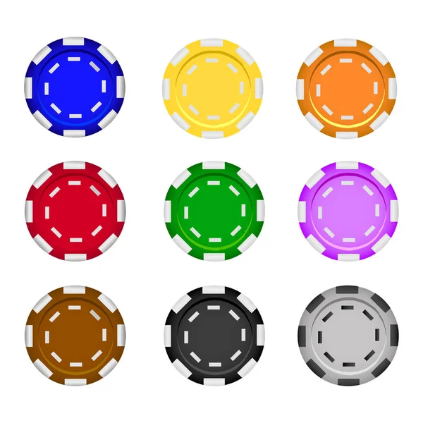 Set of casino chips on a white background. Poker chips. Vector realistic illustration — Stock Vector