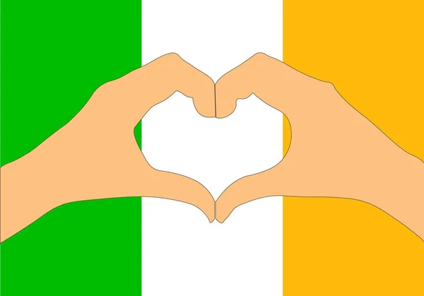 アイルランドの旗、心臓の形を作り手のベクトル イラスト — ストックベクタ