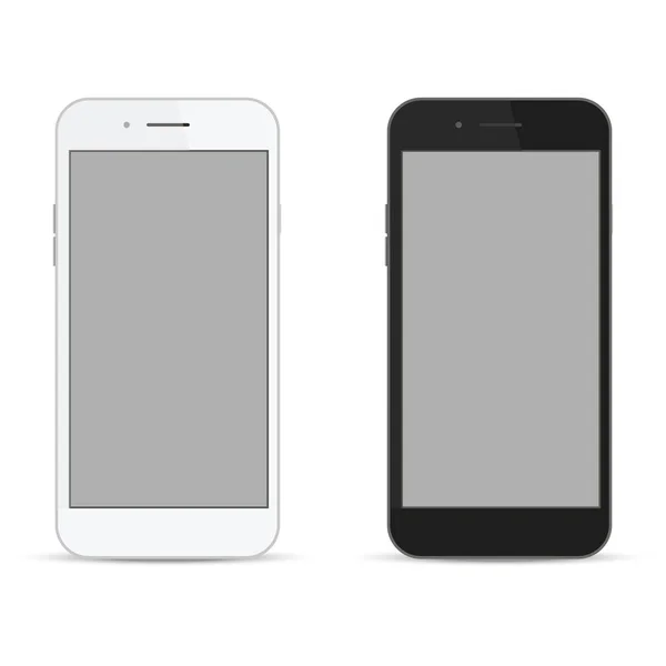 Realistiska vita och svarta smart telefon. vektorillustration — Stock vektor