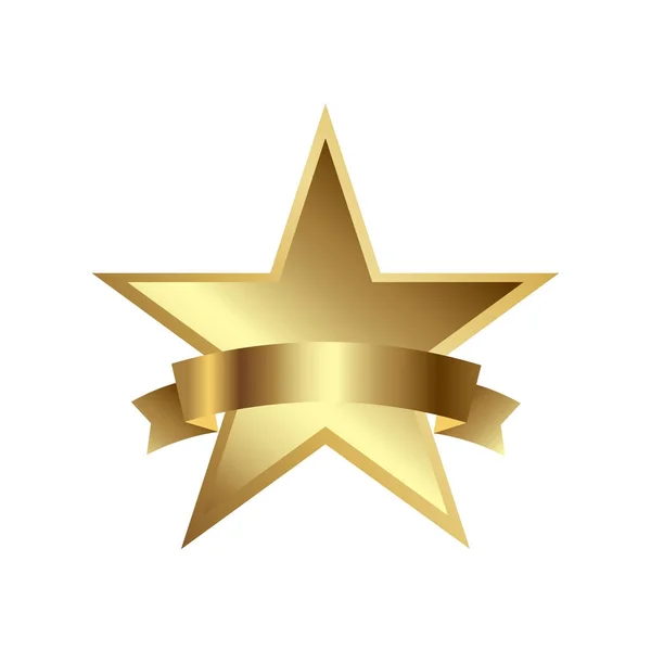 Vector illustration of gold star award with shiny ribbon with space for your text — Stock Vector