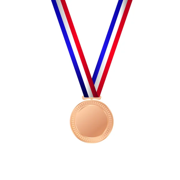 Vector illustration of bronze medal with ribbon — Stock Vector